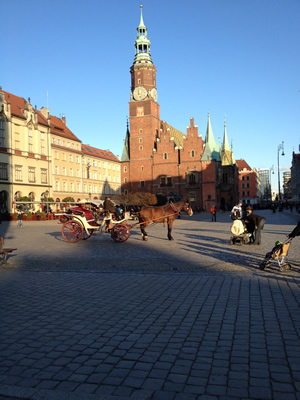 Kurzurlaub Breslau - Kutsche am Rathaus