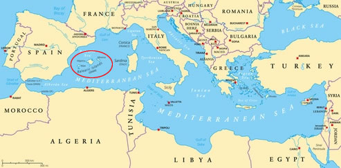 Der Mittelmeerraum mit den Balearen